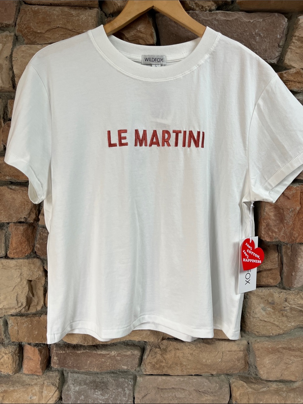 Wildfox White 'Le Martini' Short Sleeve Tee with Red Logo